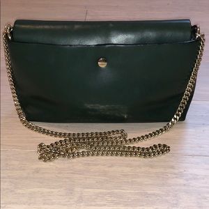 Zara forest green crossbody with gold chain